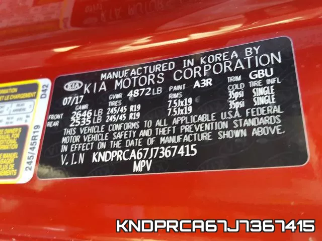 KNDPRCA67J7367415 фото 2