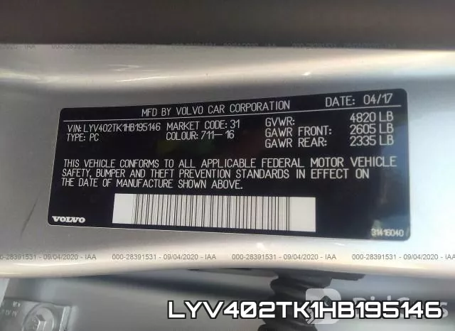 LYV402TK1HB195146 фото 10