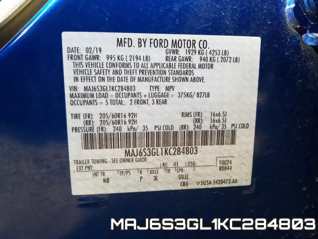 MAJ6S3GL1KC284803 фото 2