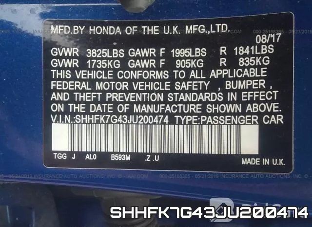 SHHFK7G43JU200474 фото 10