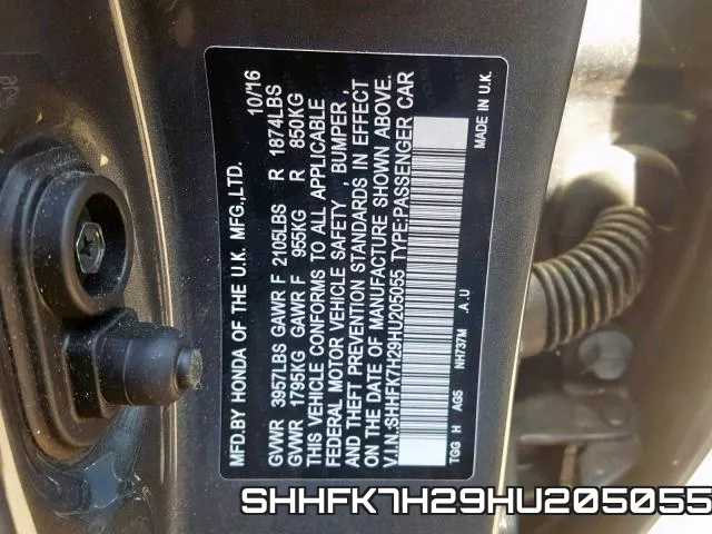 SHHFK7H29HU205055 фото 2