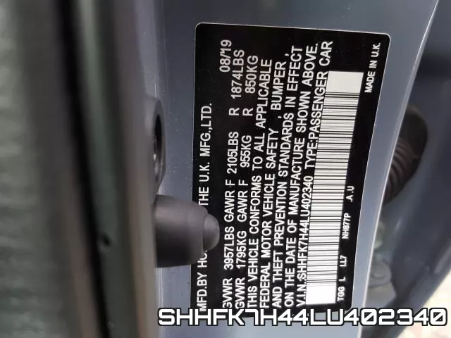 SHHFK7H44LU402340 фото 2
