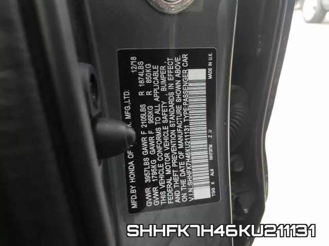 SHHFK7H46KU211131 фото 2