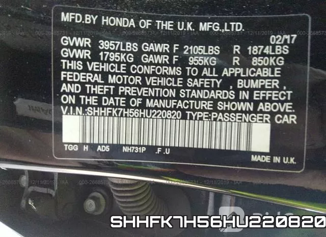 SHHFK7H56HU220820 фото 10