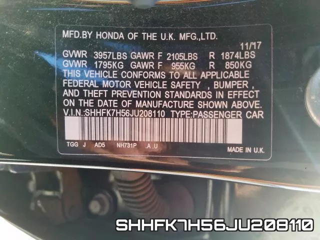 SHHFK7H56JU208110 фото 2