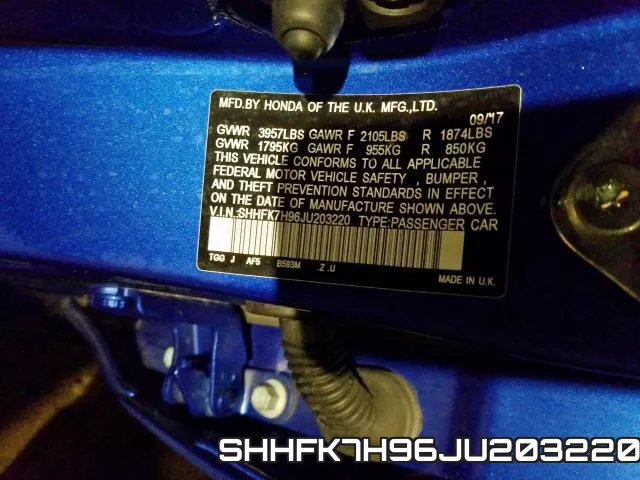SHHFK7H96JU203220 фото 2