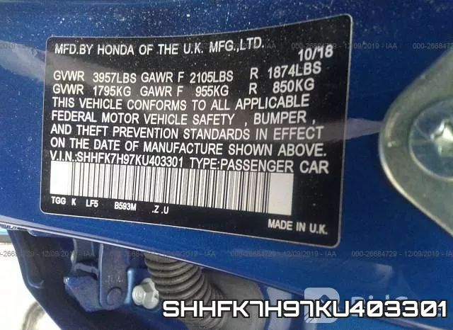 SHHFK7H97KU403301 фото 10