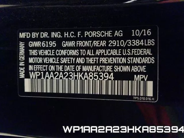 WP1AA2A23HKA85394 фото 2
