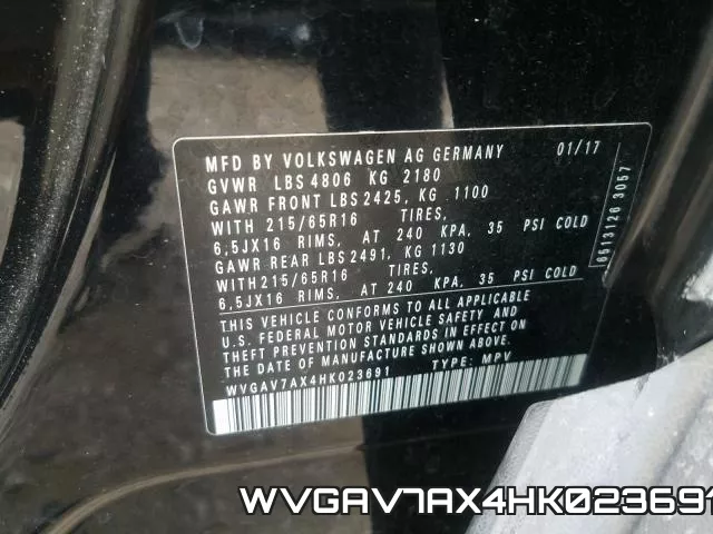 WVGAV7AX4HK023691 фото 2