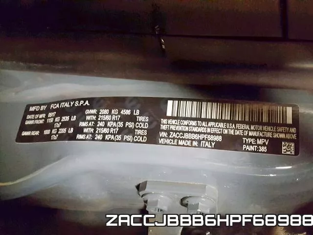 ZACCJBBB6HPF68988 фото 2