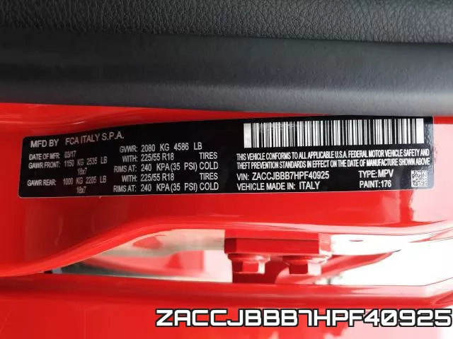 ZACCJBBB7HPF40925 фото 2