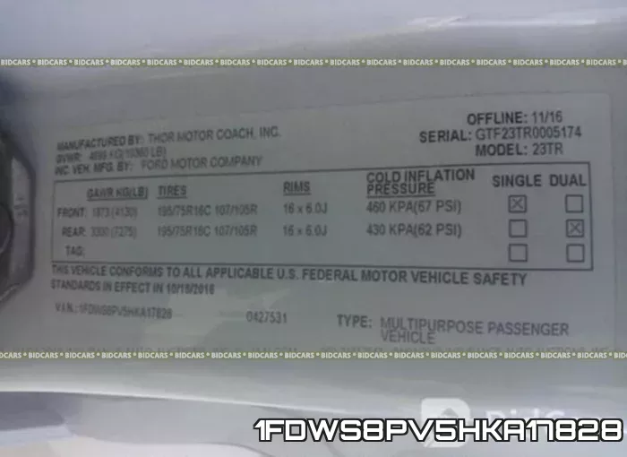 1FDWS8PV5HKA17828 фото 10