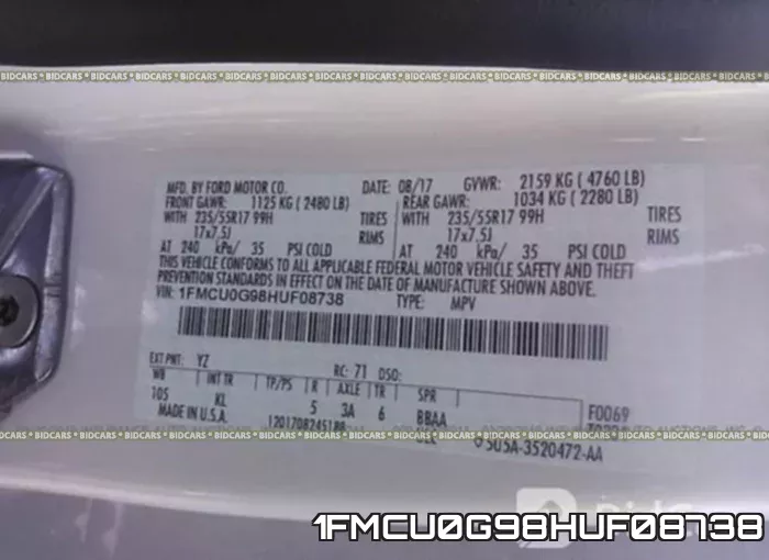 1FMCU0G98HUF08738 фото 10