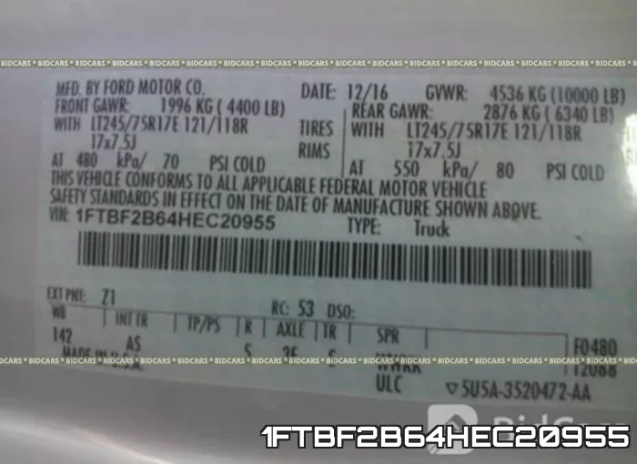 1FTBF2B64HEC20955 фото 10