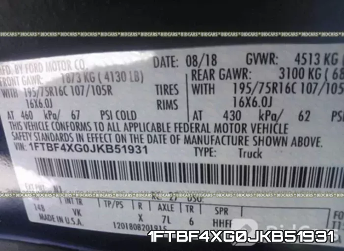1FTBF4XG0JKB51931 фото 10
