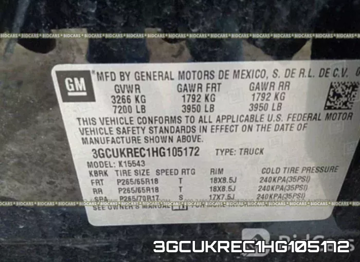 3GCUKREC1HG105172 фото 10