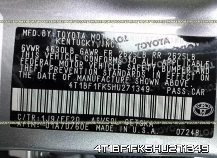 4T1BF1FK5HU271349 фото 10