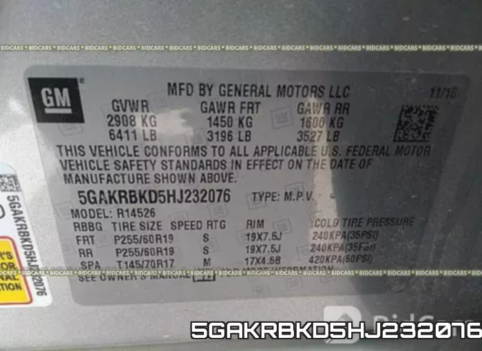 5GAKRBKD5HJ232076 фото 10