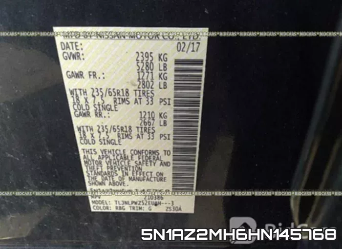 5N1AZ2MH6HN145768 фото 10