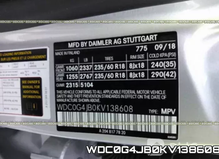 WDC0G4JB0KV138608 фото 10