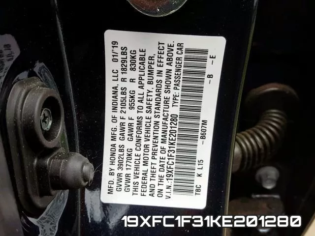 19XFC1F31KE201280 фото 2
