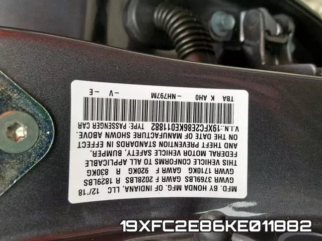 19XFC2E86KE011882 фото 2