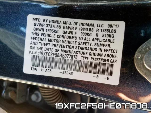 19XFC2F58HE077878 фото 2