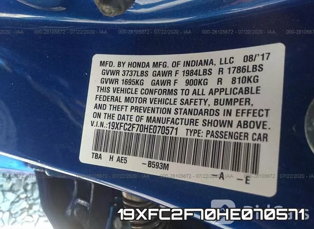 19XFC2F70HE070571 фото 10