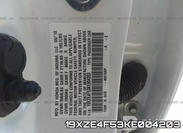 19XZE4F53KE004203 фото 10