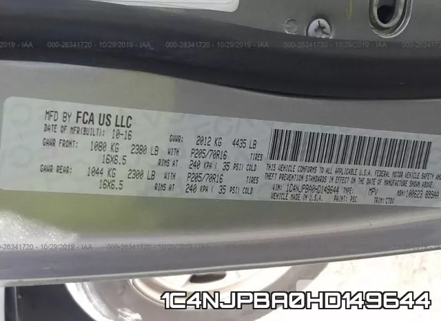1C4NJPBA0HD149644 фото 10