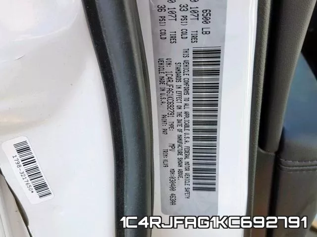 1C4RJFAG1KC692791 фото 2