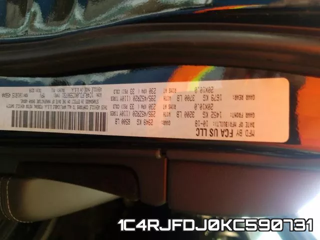 1C4RJFDJ0KC590731 фото 2