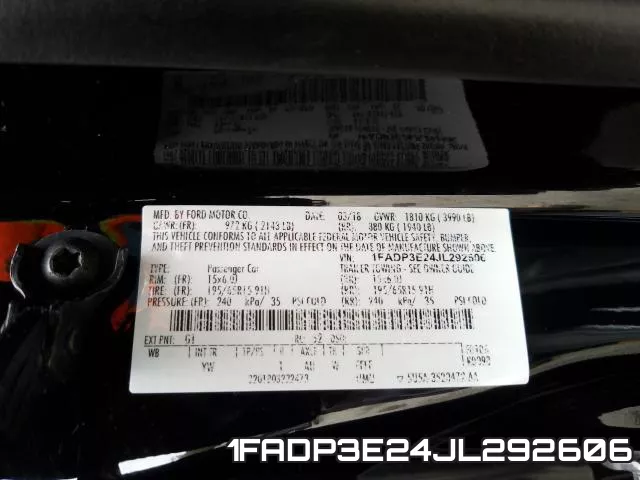1FADP3E24JL292606 фото 2