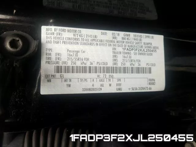 1FADP3F2XJL250455 фото 2