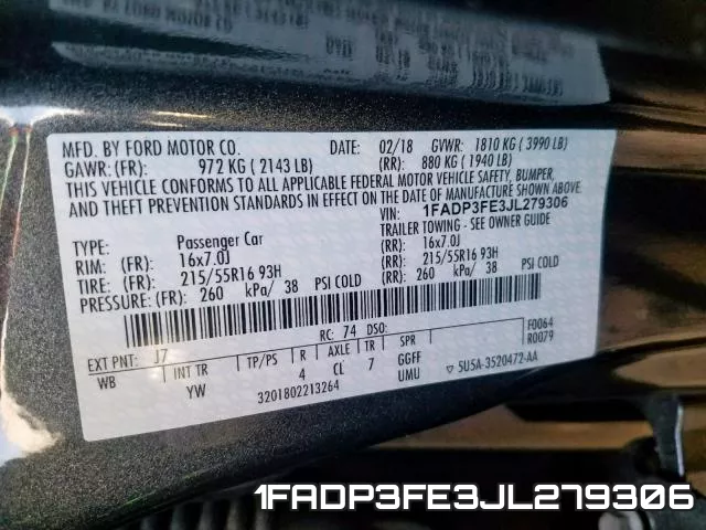 1FADP3FE3JL279306 фото 2