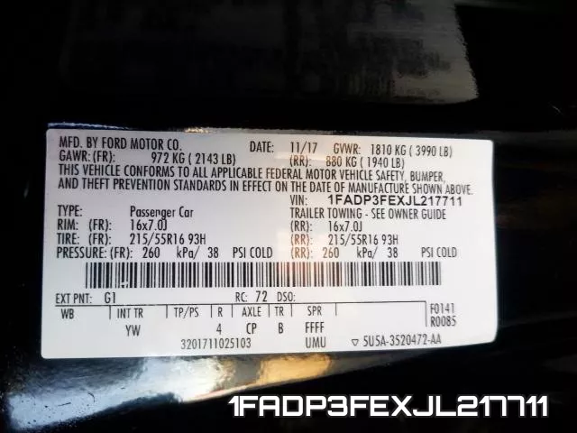 1FADP3FEXJL217711 фото 2