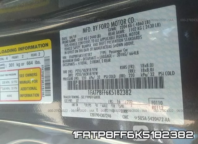 1FATP8FF6K5182382 фото 10