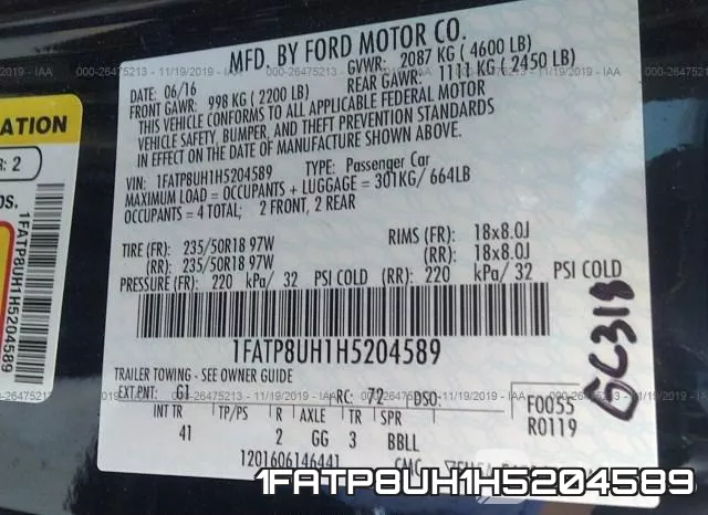 1FATP8UH1H5204589 фото 10
