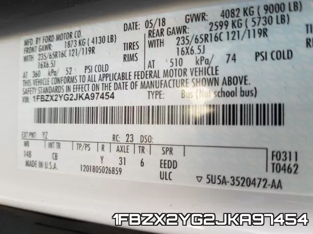 1FBZX2YG2JKA97454 фото 2