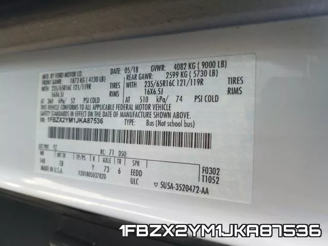 1FBZX2YM1JKA87536 фото 2