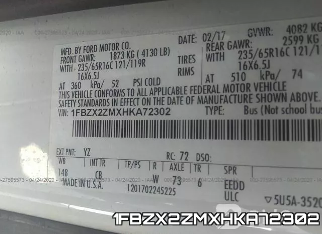 1FBZX2ZMXHKA72302 фото 10