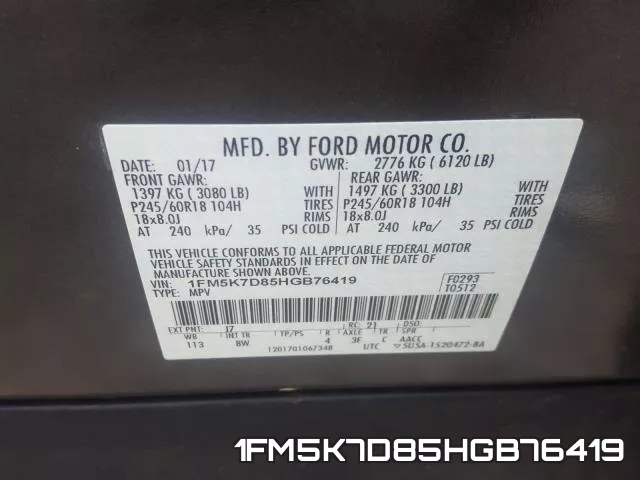 1FM5K7D85HGB76419 фото 2