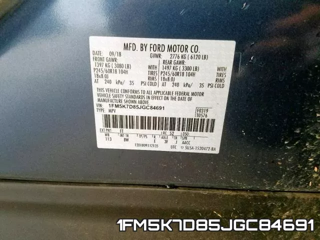 1FM5K7D85JGC84691 фото 2