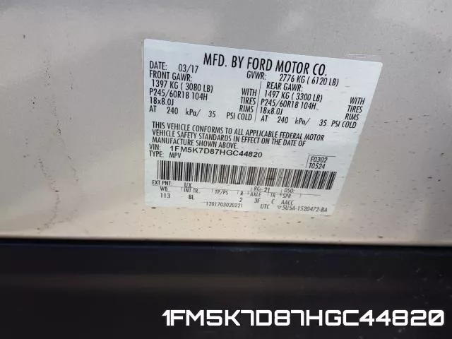 1FM5K7D87HGC44820 фото 2