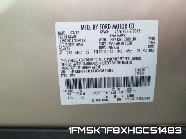 1FM5K7F8XHGC51483 фото 2