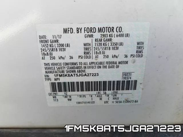 1FM5K8AT5JGA27223 фото 2
