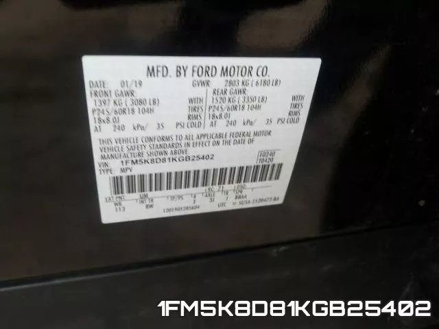1FM5K8D81KGB25402 фото 2