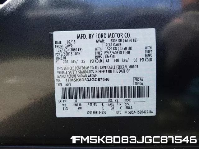 1FM5K8D83JGC87546 фото 2