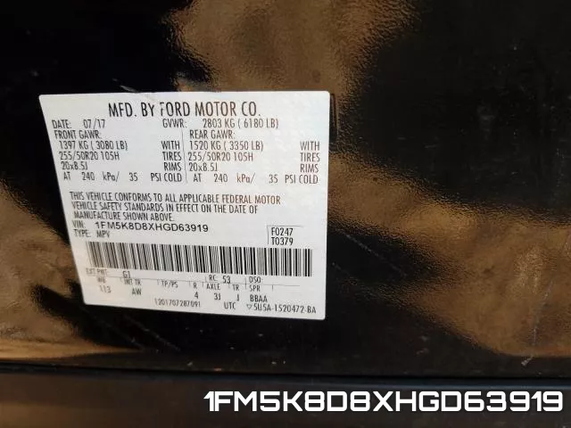 1FM5K8D8XHGD63919 фото 2