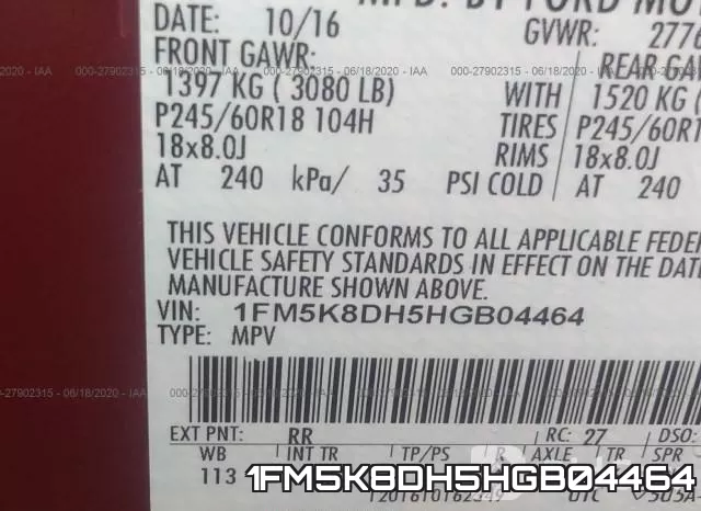 1FM5K8DH5HGB04464 фото 10